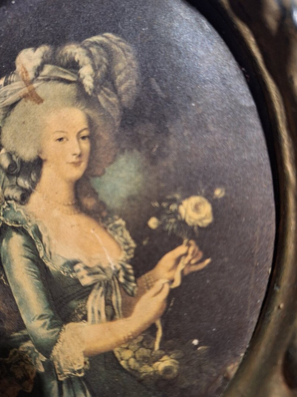Vintage Marie Antoinette with a Rose Coquette Victorian Style Wall Art - Picture 7 of 12